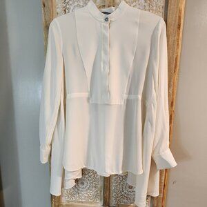 Alexander McQueen Ivory Silk High-Low Blouse IT 40 / US 6